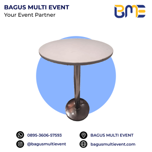 #BAGUS MULTI EVENT ALAT PESTA TERLENGKAP TERMURAH JABODETABEK MEJA BARSTOOL PUTIH POLOS COVER STRICT COVER DAN PITA