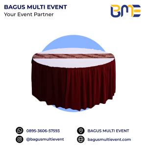 #BAGUS MULTI EVENT ALAT PESTA TERLENGKAP TERMURAH JABODETABEK ROUND TABLE COVER SKIRTING