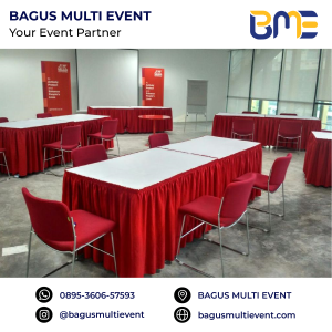 #BAGUS MULTI EVENT ALAT PESTA TERLENGKAP TERMURAH JABODETABEK TERPERCAYA MEJA KOTAK COVER SKIRTING MERAH PUTIH
